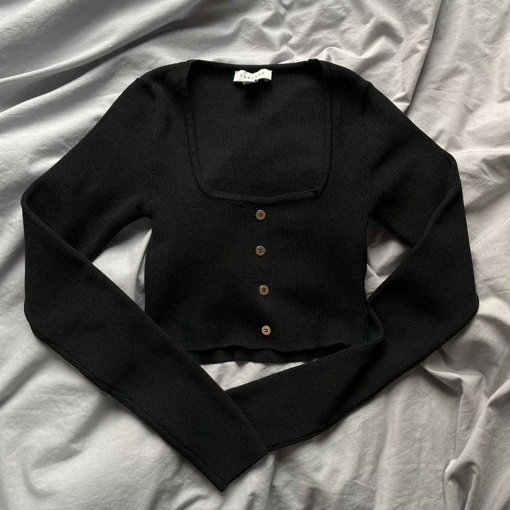 Topshop Womens Black Crop-top
